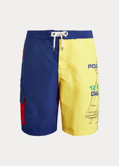 Short de Baño Polo Ralph Lauren Hombre Azules / Amarillos / Rojos - 8½-Inch Kailua - BGCKF3908